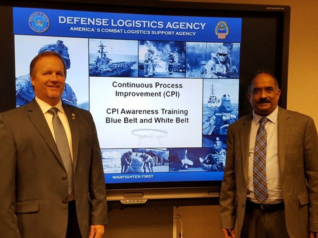 Michael Lanning and Contractor Ganesh Siva conduct a CPI Awareness session in the Buckeye Room Dec. 3 for the Level I Mentoring Program.