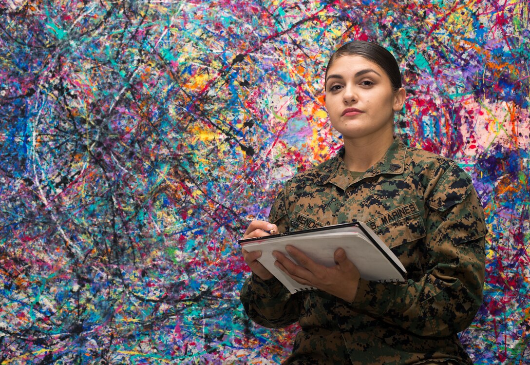 Sgt Stormy Mendez, a graphics chief with Headquarters Battalion, 2nd Marine Division, poses for a photo at Camp Lejeune, N.C. "My main goal is to train my Marines to be more versatile," says Mendez, the Garland, Texas, native. "It's not about me anymore, I have to make sure my Marines are taken care of and learning constantly." Nominated for significant contributions to operational readiness and productivity while serving as the repro/graphics chief, Mendez's leadership abilities and MOS proficiency have made her a leader that her subordinates want to emulate. Her motivation is a driving force within her section. (Courtesy photo)