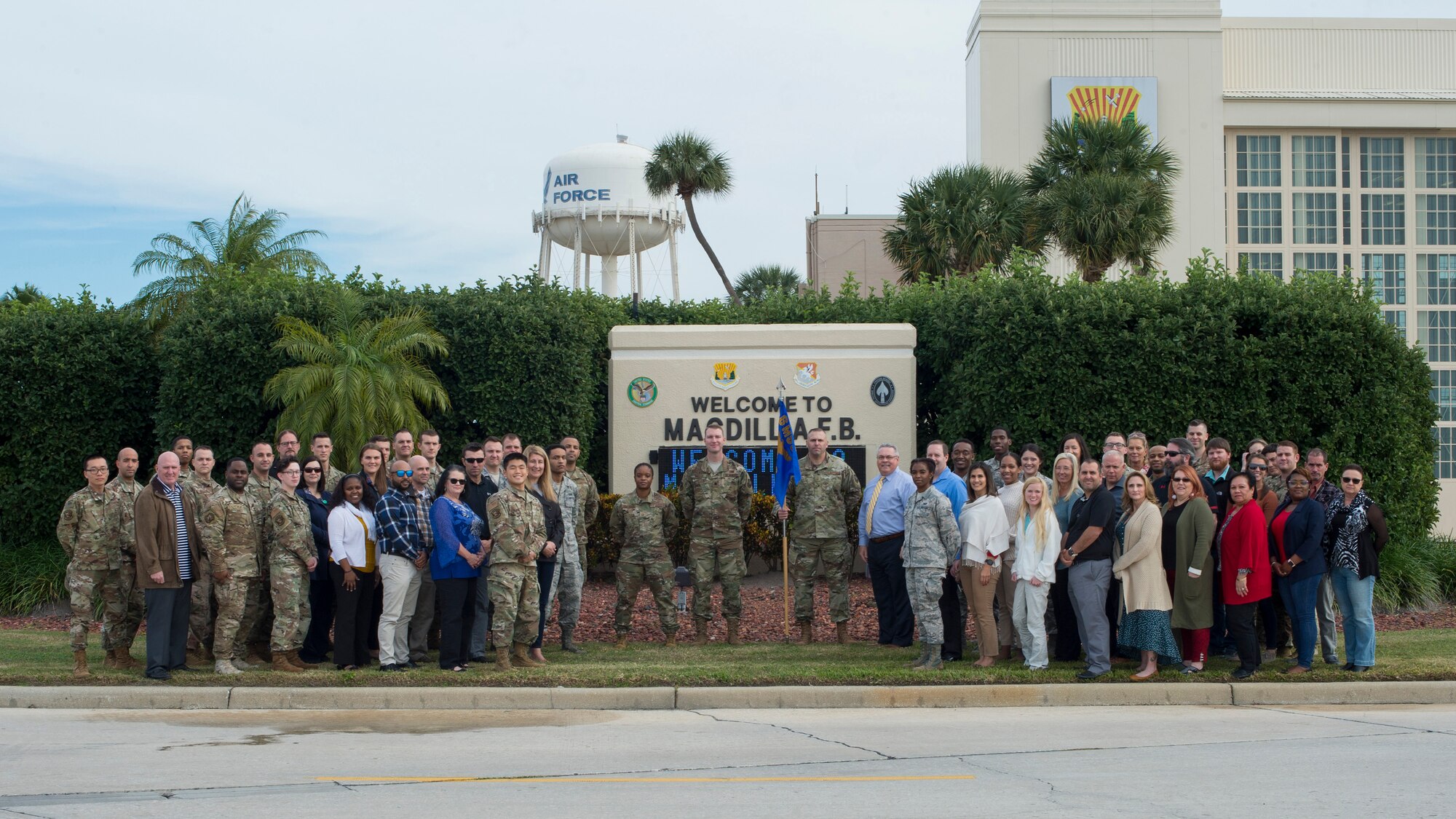 Members of the 6th Contracting Squadron (CONS), pose for a photo Dec. 5, 2019, at MacDill Air Force Base, Fla. The 6th CONS won their third consecutive Air Mobility Command, Outstanding Operational Contracting Unit of the Year award for their world-class support of the AMC and Air Force operational acquisition enterprise.