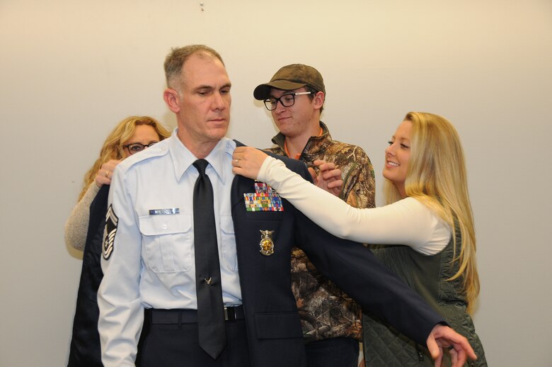 Michael Peters is promoted to Chief Master Sgt.