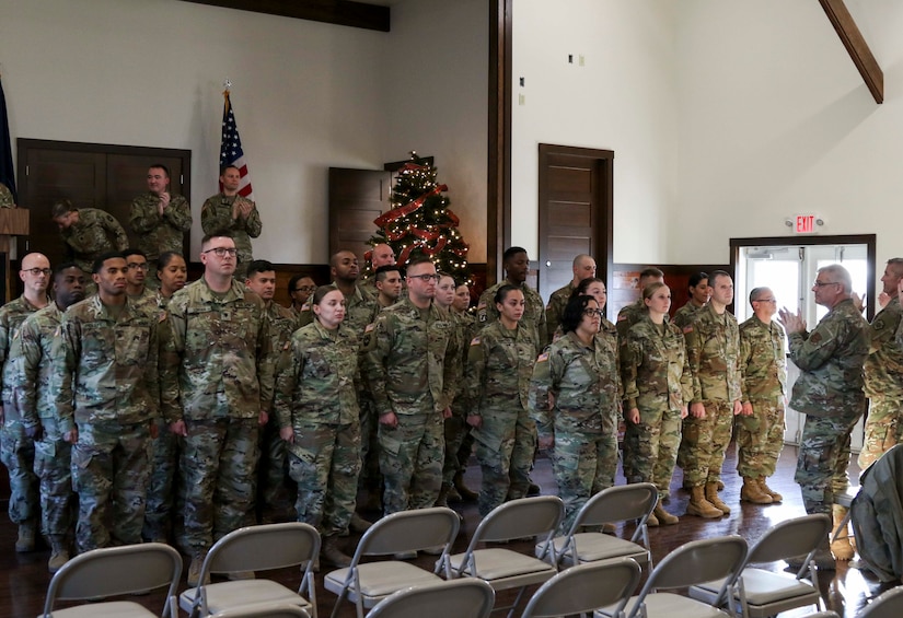 Approximately 30 Soldiers from the Pennsylvania Army National Guard’s 213th Personnel Company, 728th Combat Support Sustainment Battalion, 213th Regional Support Group were honored in a deployment ceremony Dec. 7 at Fort Indiantown Gap. The unit will divide into three detachments in support of Operations Enduring Freedom, Freedom Sentinel, and Inherent Resolve. These operations are designed to maintain a U.S. military presence throughout the Middle East.