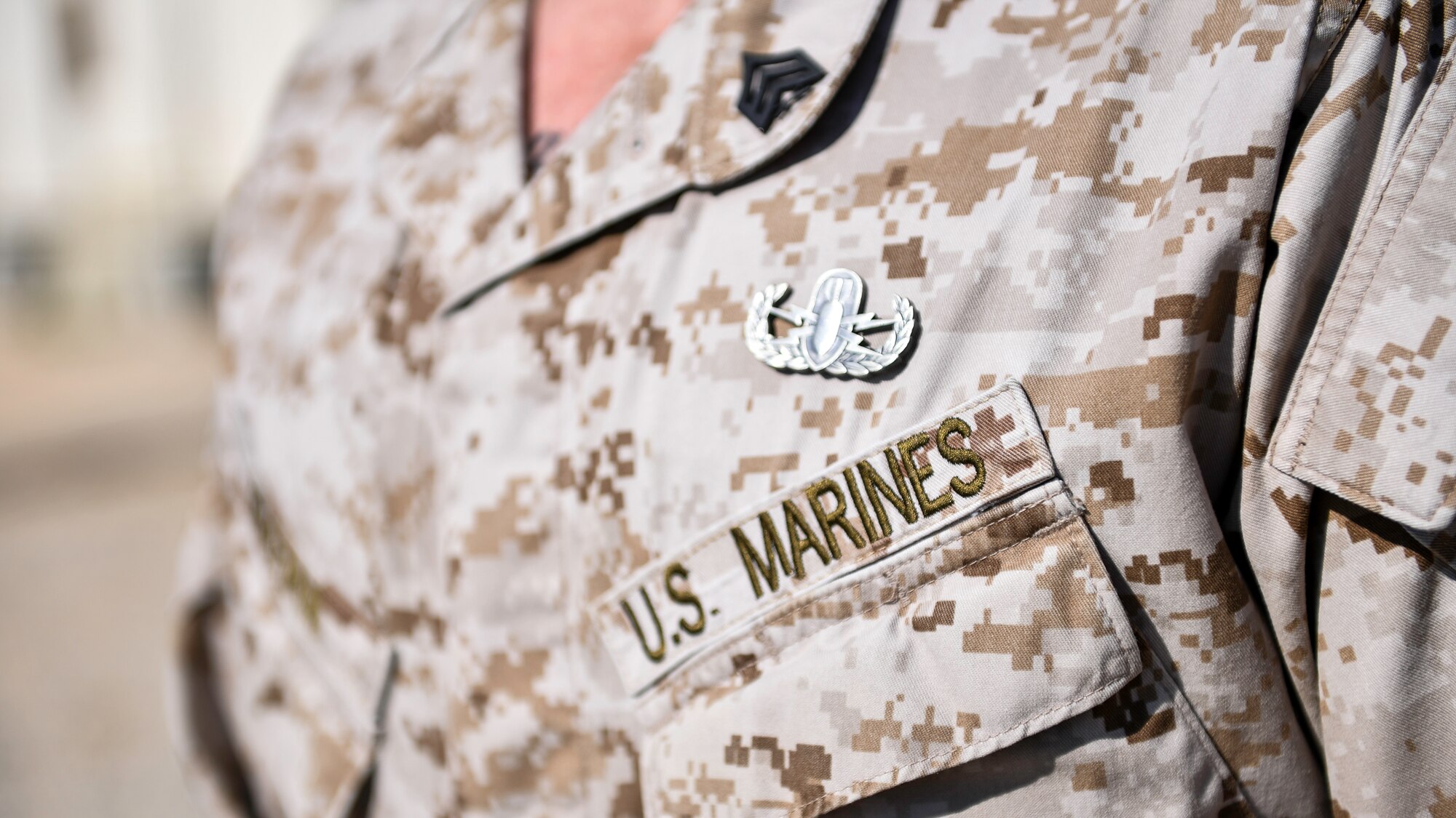 A U.S. Marine Corps uniform tape is photographed at Ahmed Al Jaber Air Base, Kuwait, Dec. 4, 2019. The corporal’s course, hosted by Special Purpose Marine Air-Ground Task Force, Command Element, is a 14-day formal training event comparable to the Air Force Airman Leadership School normally provided to only Marine corporals to prepare them for leadership as they progress to the next rank. However, the course was also made available to qualified Airmen participants also stationed at the air base