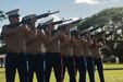 U.S. Marines with the rifle detail for the annual Klipper Ceremony perform the traditional 21-gun salute for those who gave their lives on Dec. 7, 1941, Marine Corps Base Hawaii, Dec. 7, 2019. The Klipper Memorial was dedicated in 1981 to honor the 17 U.S. Navy Sailors and two civilian contractors who died during the attack on Naval Air Station Kaneohe Bay on Dec. 7, 1941.