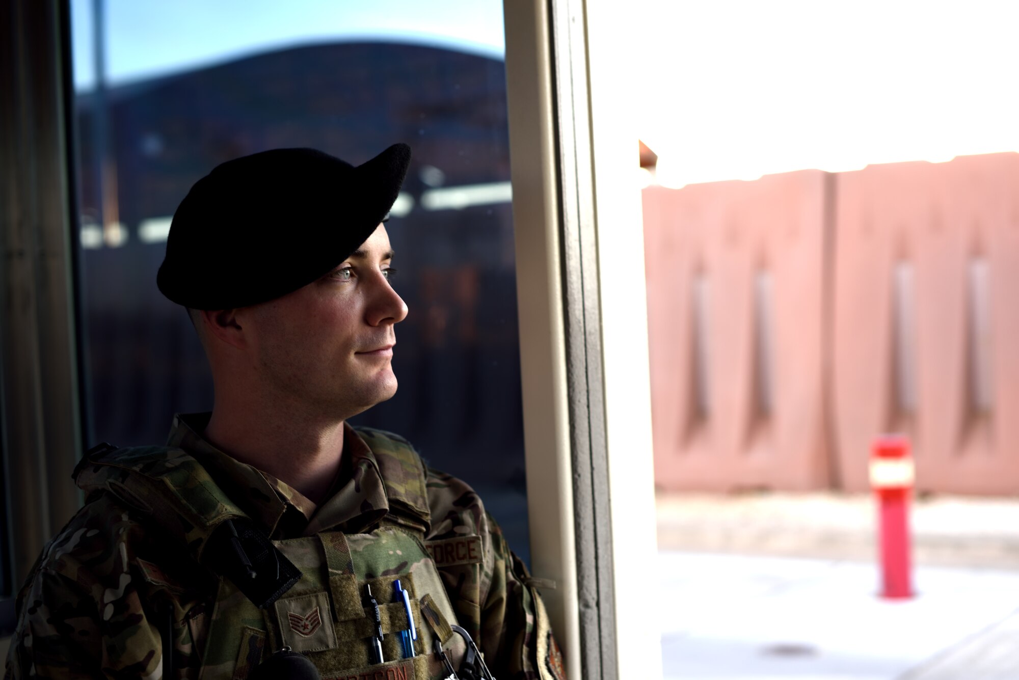 Security Forces member keeps the watch at Tye Gate