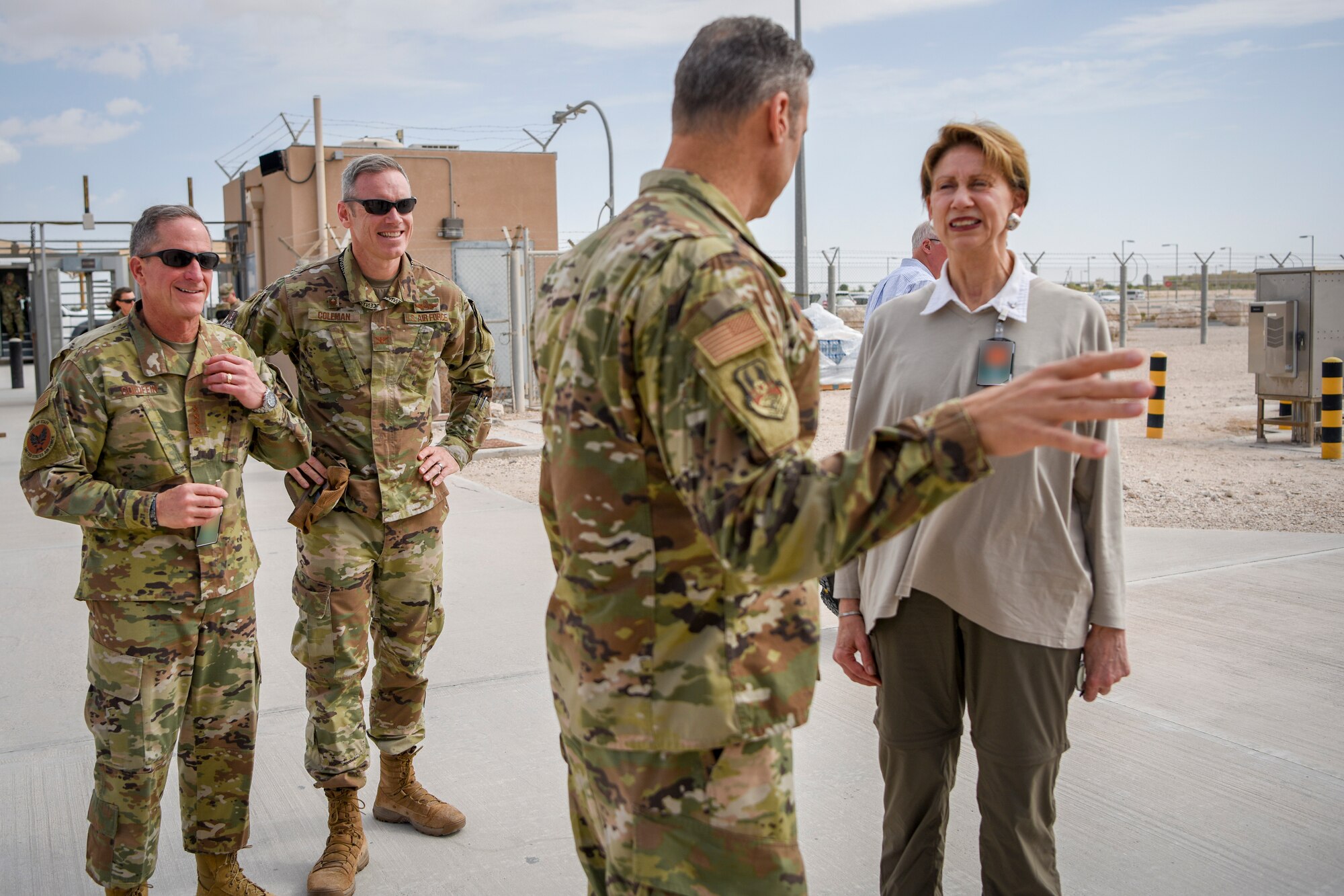Secretary of the Air Force Barbara Barrett and Air Force Chief of Staff Gen. David L.Goldfein visited the Combined Air Operations Center to meet with Lt. Gen. Joseph Guastella, AFCENT commander, and other senior leaders Nov. 11, 2019 at Al Udeid Air Base, Qatar.