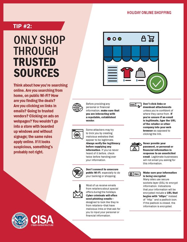 Tip No. 2: Only shop through trusted sources. Think about how you're searching online.