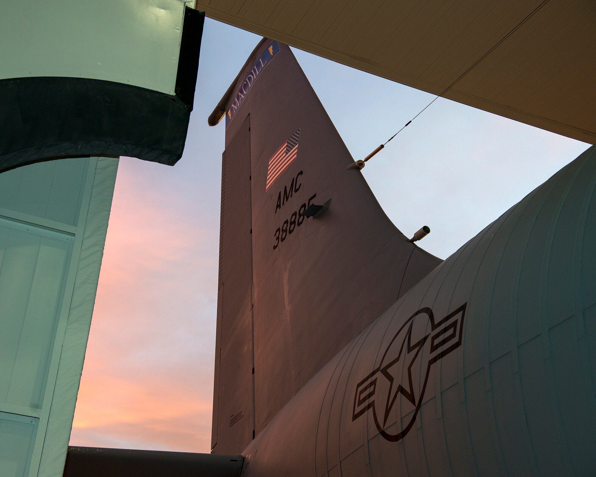 A KC-135 Stratotanker sits in the 6th Maintenance Squadron (MXS) hangar at MacDill Air Force Base, Fla., Nov. 25, 2019.