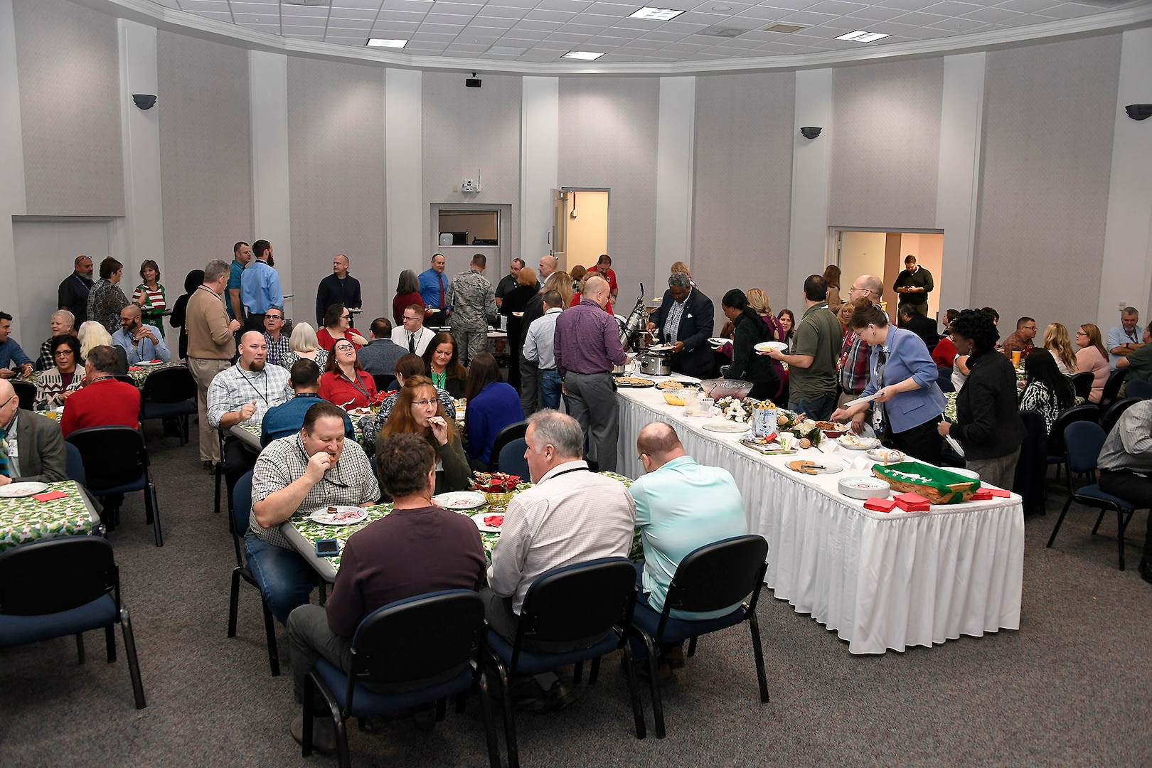 The annual Holiday Pancake Breakfast allows staff members to enjoy some social time together as well as a good meal.