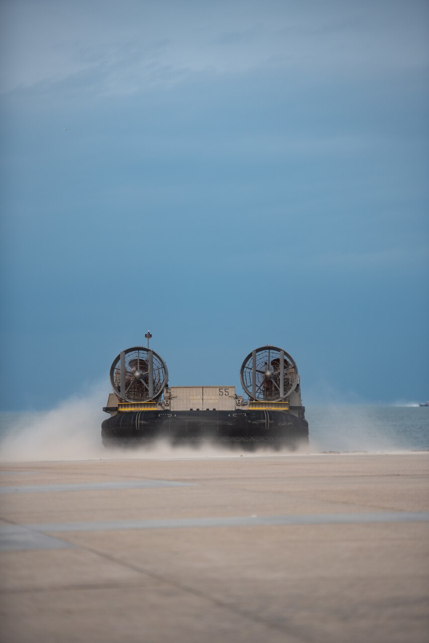 an LCAC on the beach.