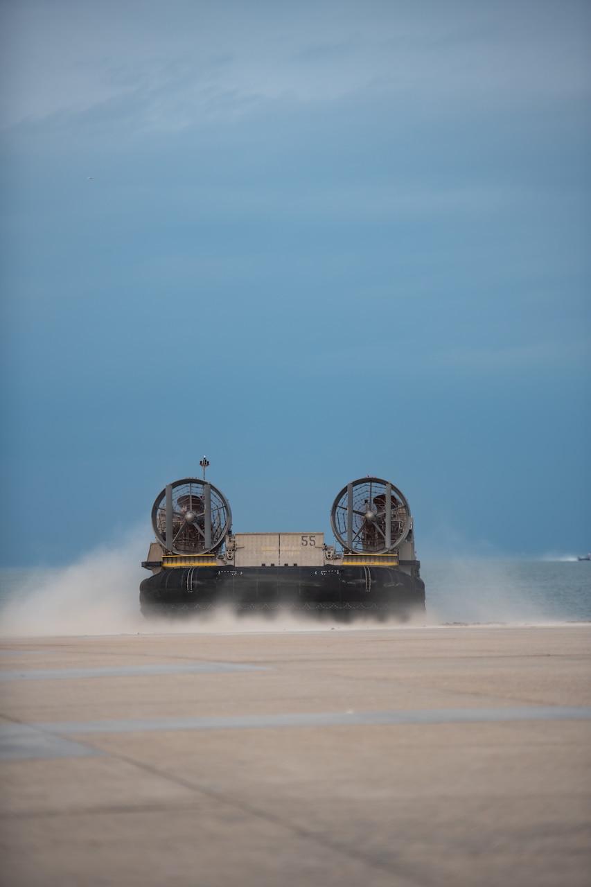 an LCAC on the beach.