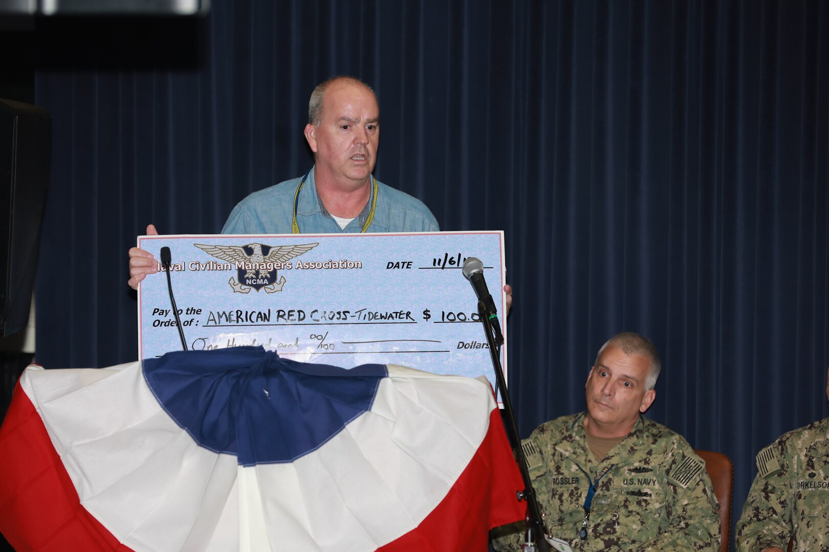 NNSY’s Naval Civilian Managers Association (NCMA) Chairperson Bill Welch started off the donations for Combined Federal Campaign by donating $100 to the Red Cross.
