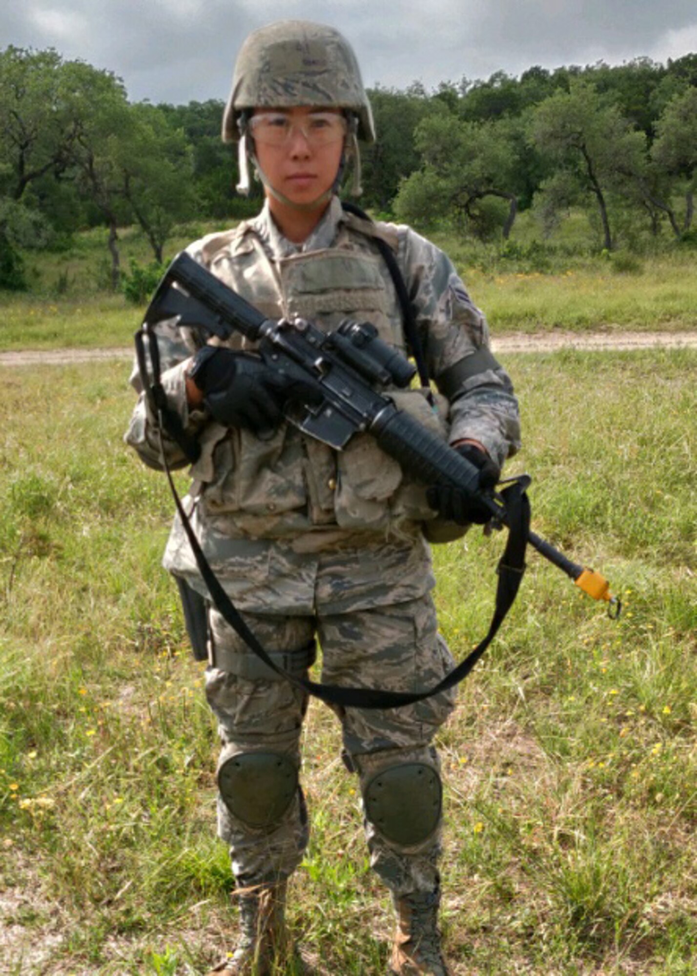 Senior Airman Ivory Lai, 459th Security Forces Squadron, participates in deployment readiness training Sept. 5, 2019 at Quantico, Va. Lai, a traditional reservist, serves as an administrative law judge for the state of New York in civilian job. (U.S. Air Force photo/Staff Sgt. Cierra Presentado)