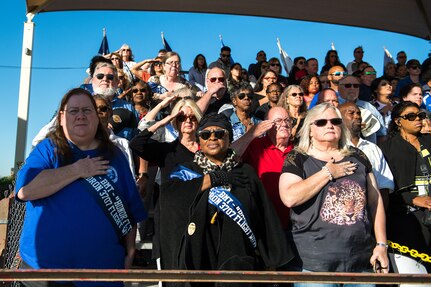 The women of flight W039, 3707th Squadron, of 1979, and their families, attend the U.S. Air Force basic military training graduation parade, Oct. 18, 2019, at Joint Base San Antonio-Lackland, Texas.