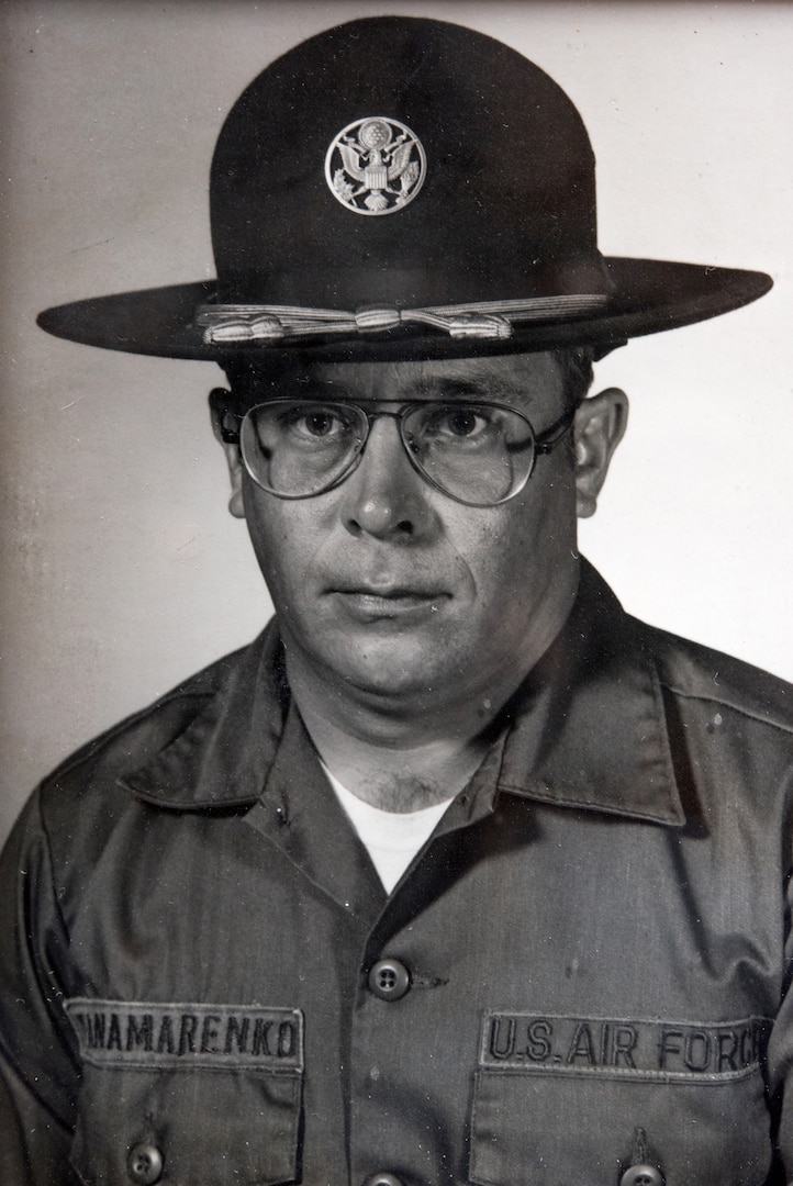 A photo of U.S. Air Force retired Chief Master Sgt. Paul Panamarenko, military drill instructor for 3707th Squadron, flight W039, back in 1979.