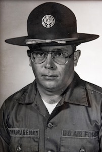 A photo of U.S. Air Force retired Chief Master Sgt. Paul Panamarenko, military drill instructor for 3707th Squadron, flight W039, back in 1979.