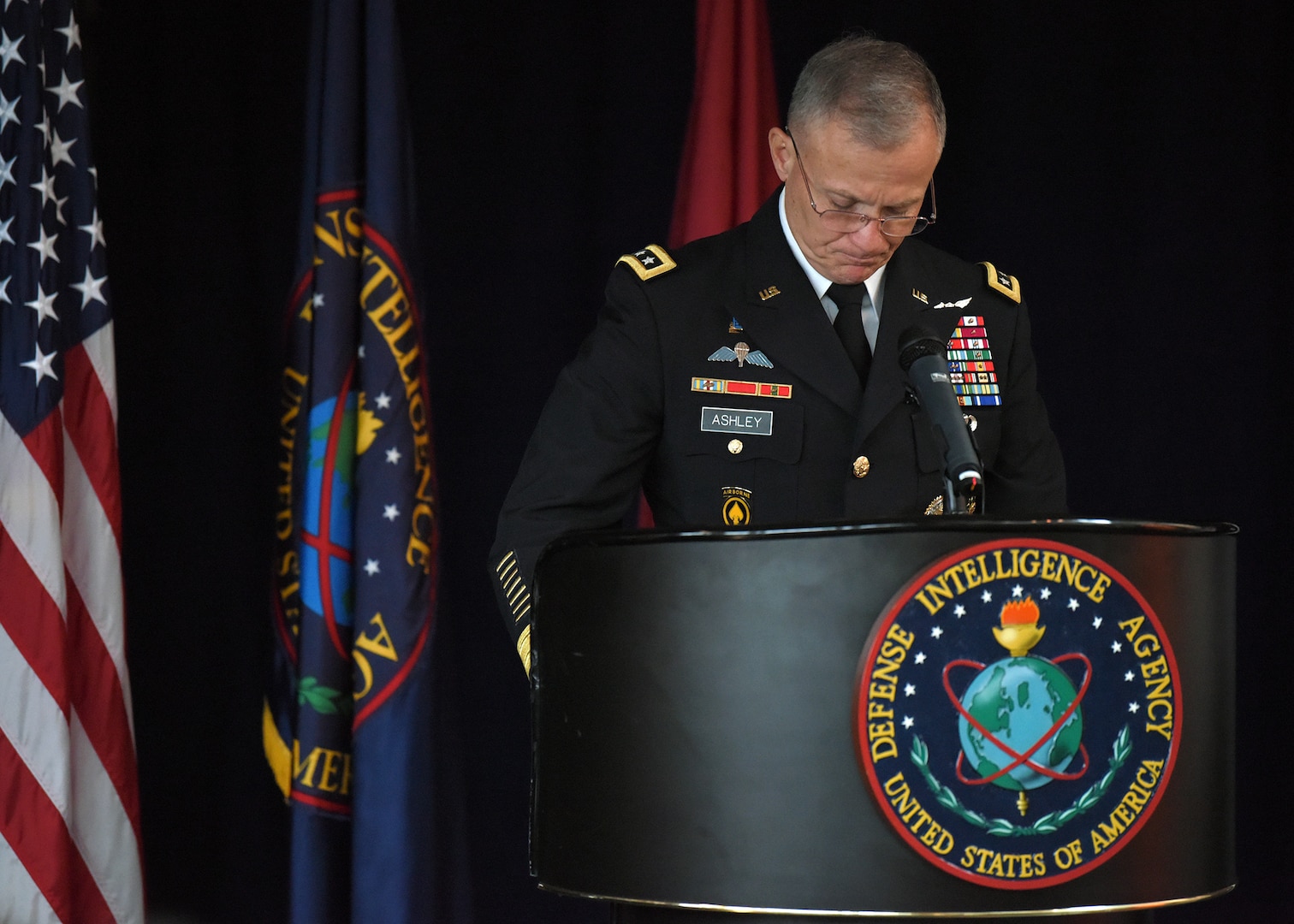 Defense Intelligence Agency Director Lt. Gen. Robert Ashley Jr. delivers remarks honoring the service, life and memory of Nicholas Shadrin. After defecting from the Soviet Union, Nicholas Shadrin worked at DIA while also serving as a double agent for the FBI. On a mission in Vienna in 1975, Shadrin was abducted by the KGB and killed from a sedative overdose.