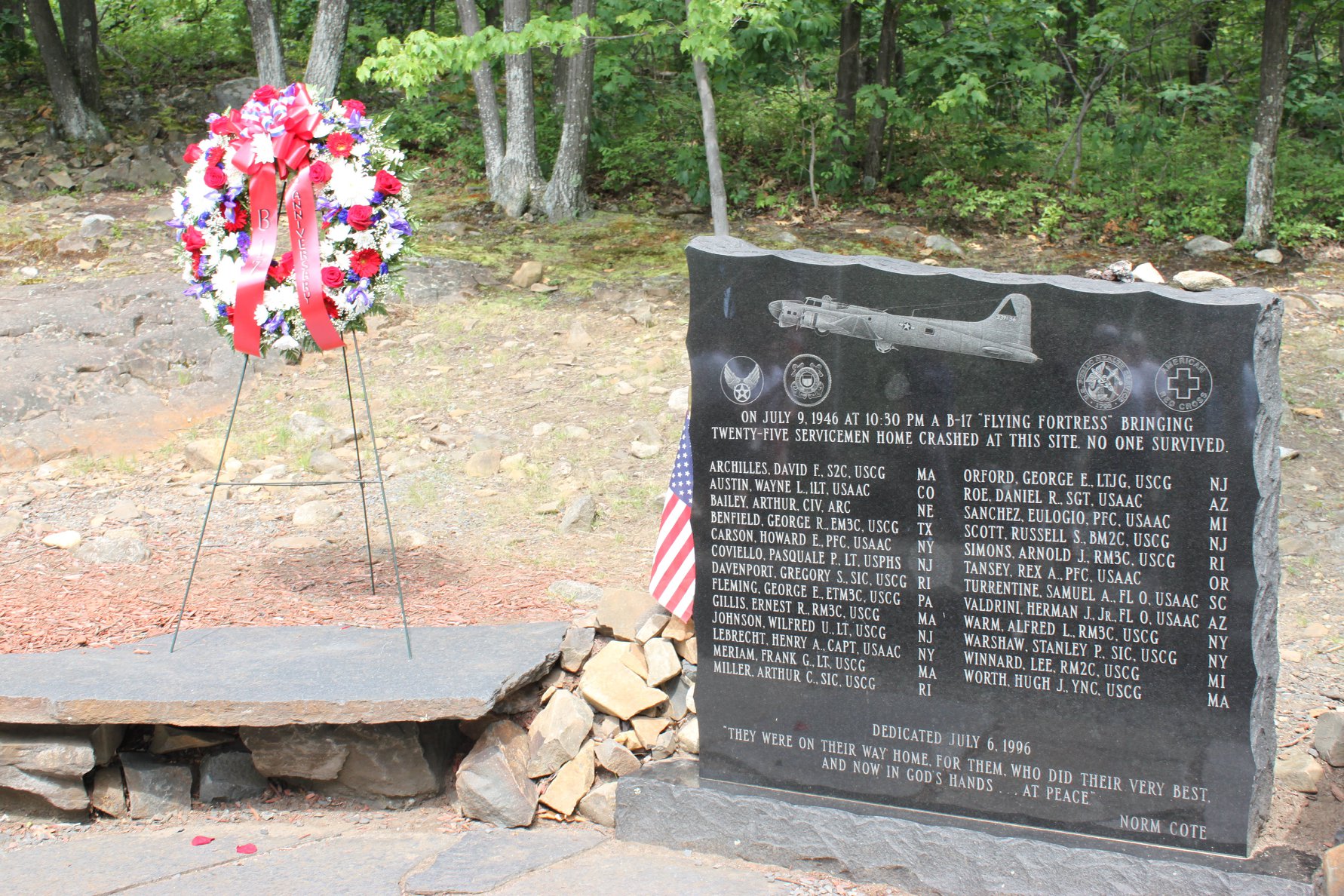 Westover Cap Honors B 17 Crash Site