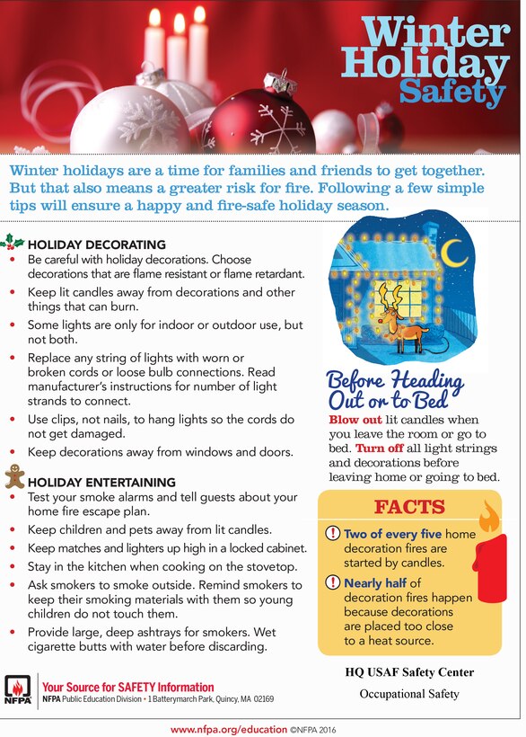 Poster of winter holiday safety tips.