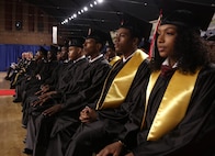 Cadets from Class 53 District of Columbia National Guard Capital Guardian Youth Challenge Academy celebrate their graduation with distinguished guests Brig. Gen Aaron Dean II, the Adjutant General of the District of Columbia National Guard, Raynald Blackwell, CGYCA Director and Kevin Donahue, Deputy Mayor of Public Safety and Justice District of Columbia at the DCNG Armory Dec. 10. The event, which featured the 257th DC National Guard Band, was honored the cadets' efforts to complete the challenging program. (Photo by Sgt. John Stephens, District of Columbia Army National Guard 715th Public Affairs Detachment)