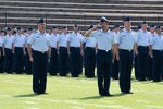 A newly commissioned officer as part of the Air Force’s Officer Training School class 19-07 participates in the graduation ceremony Sept. 27, 2019, in Montgomery, Alabama. The OTS graduation parade and ceremony signifies the end of the trainee’s initial officer training and the beginning of their career as an Air Force officer.