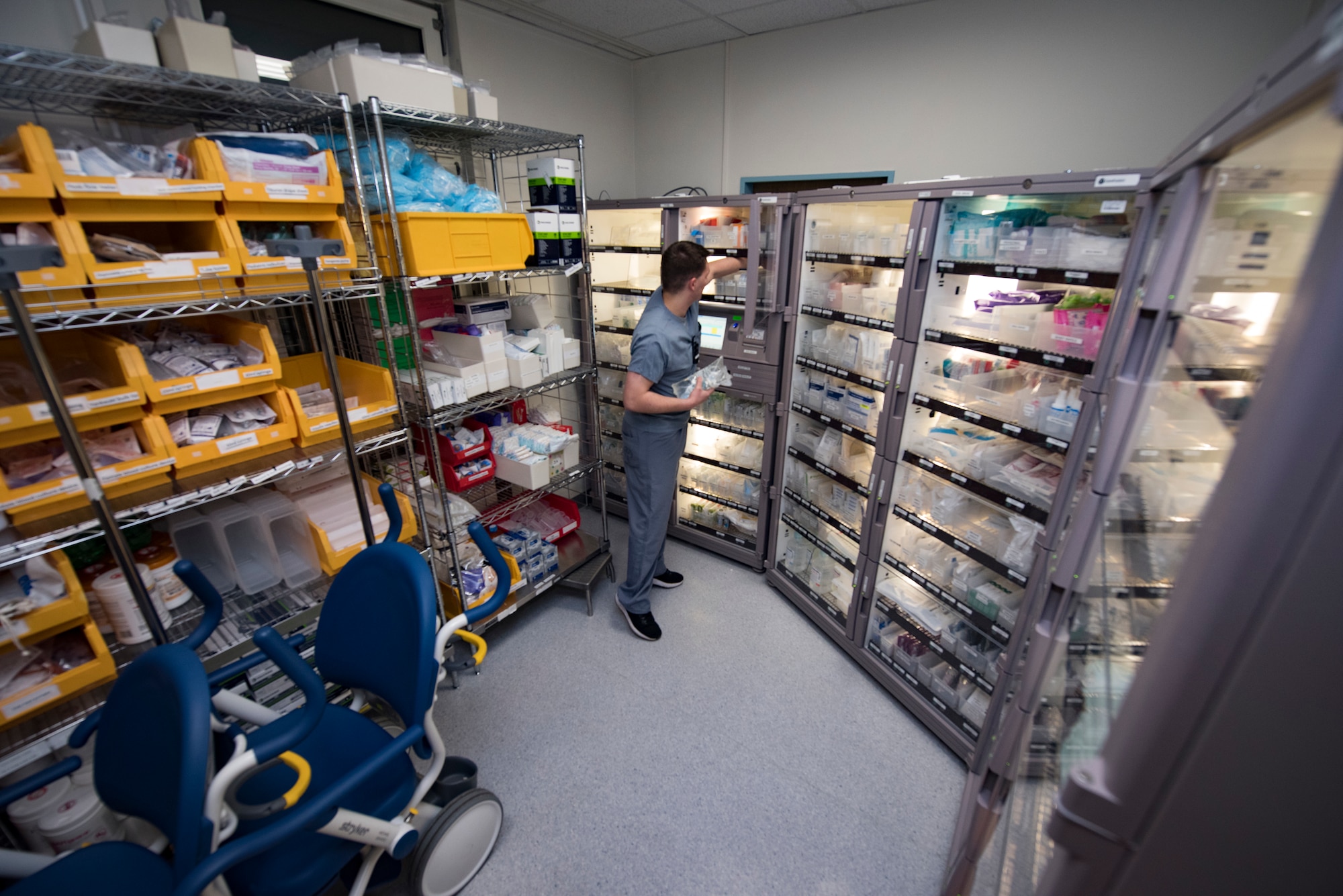 U.S. Air Force Airman 1st Class Nicolas Bertuna, 86th Medical Squadron aerospace medical technician, gathers instruments for drawing and testing blood at Landstuhl Regional Medical Center, Dec. 13, 2019. The 86th Airlift Wing named Bertuna Airlifter of the Week. The Airlifter of the Week program recognizes Ramstein Airmen who show hard work and dedication to help make the 86th AW the “World’s Best Wing.” (U.S. Air Force photo by Senior Airman Elizabeth Baker)