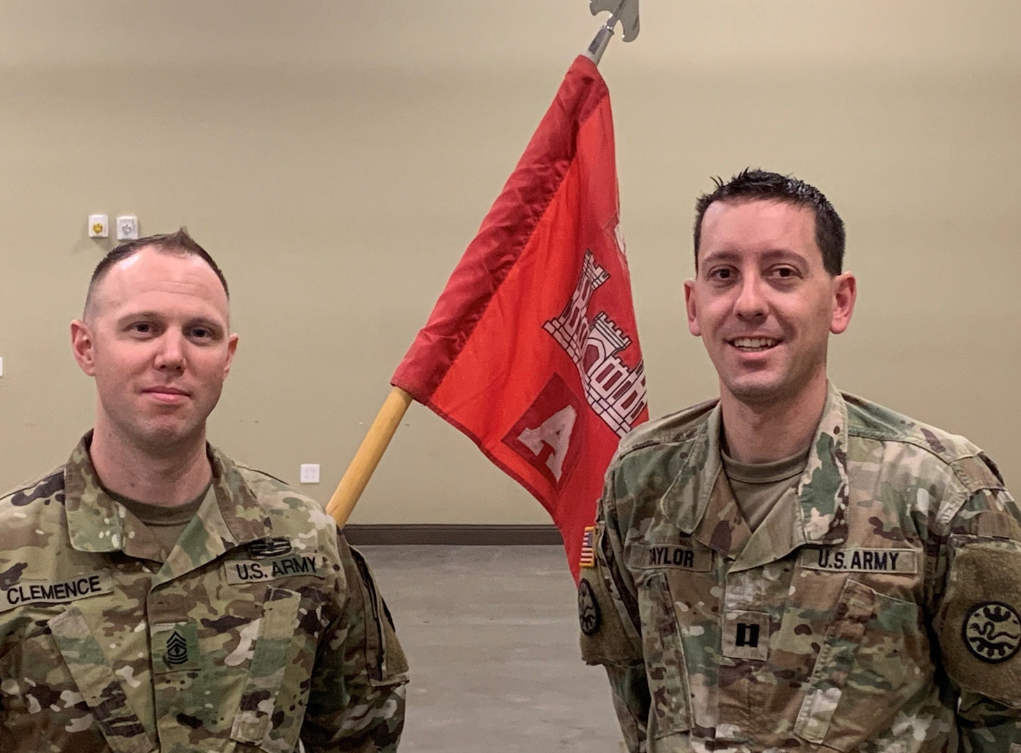 Idaho Army National Guard Capt. Robert Taylor and 1st Sgt. Derek Clemence serve in their childhood town of Mountain Home, Idaho, as commander and first sergeant of A Company, 116th Brigade Engineer Battalion. They grew up in the small town and are graduates of Mountain Home High School.