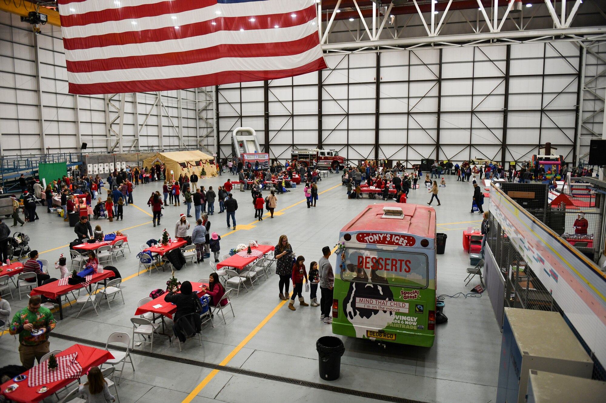 Team Mildenhall members celebrate the holiday season through crafts, games and food at the children’s holiday party at RAF Mildenhall, England, Dec. 14, 2019. The event was hosted by the Mildenhall Spouses’ Association in partnership with the 100th Force Support Squadron to provide various holiday-themed activities for Team Mildenhall children and families. (U.S. Air Force photo by Staff Sgt. Lexie West)