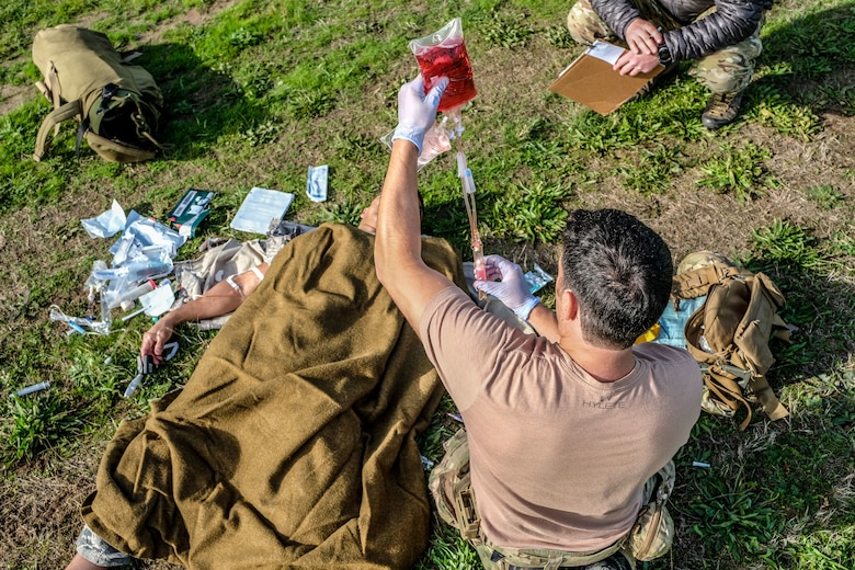 Pararescueman simulated medical training