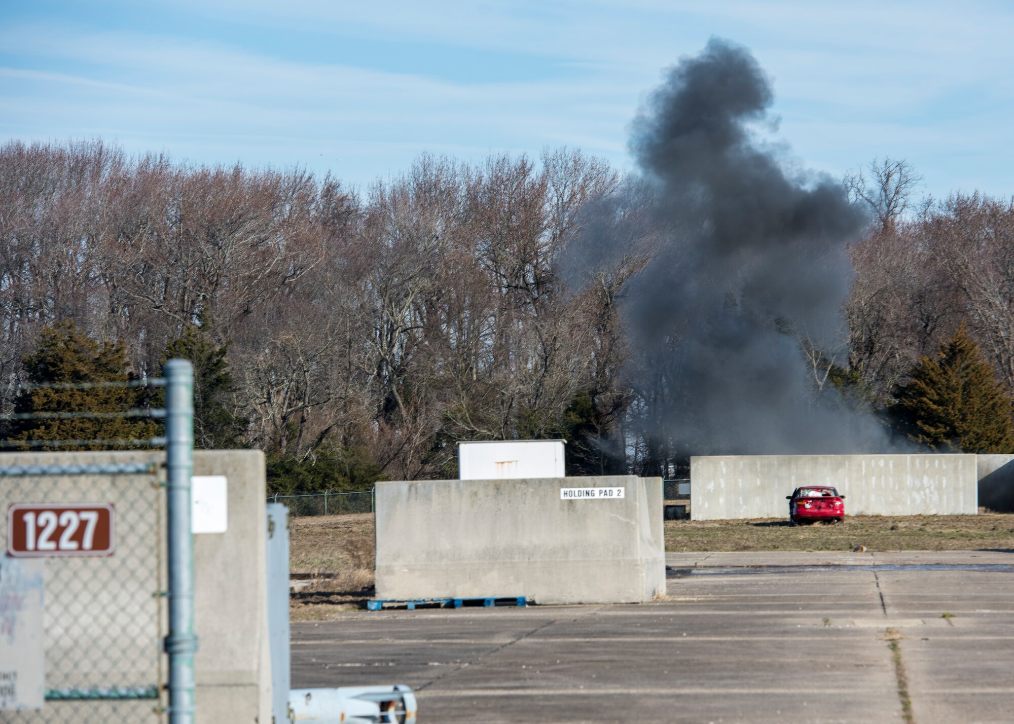 A cloud of smoke remains after an explosion.