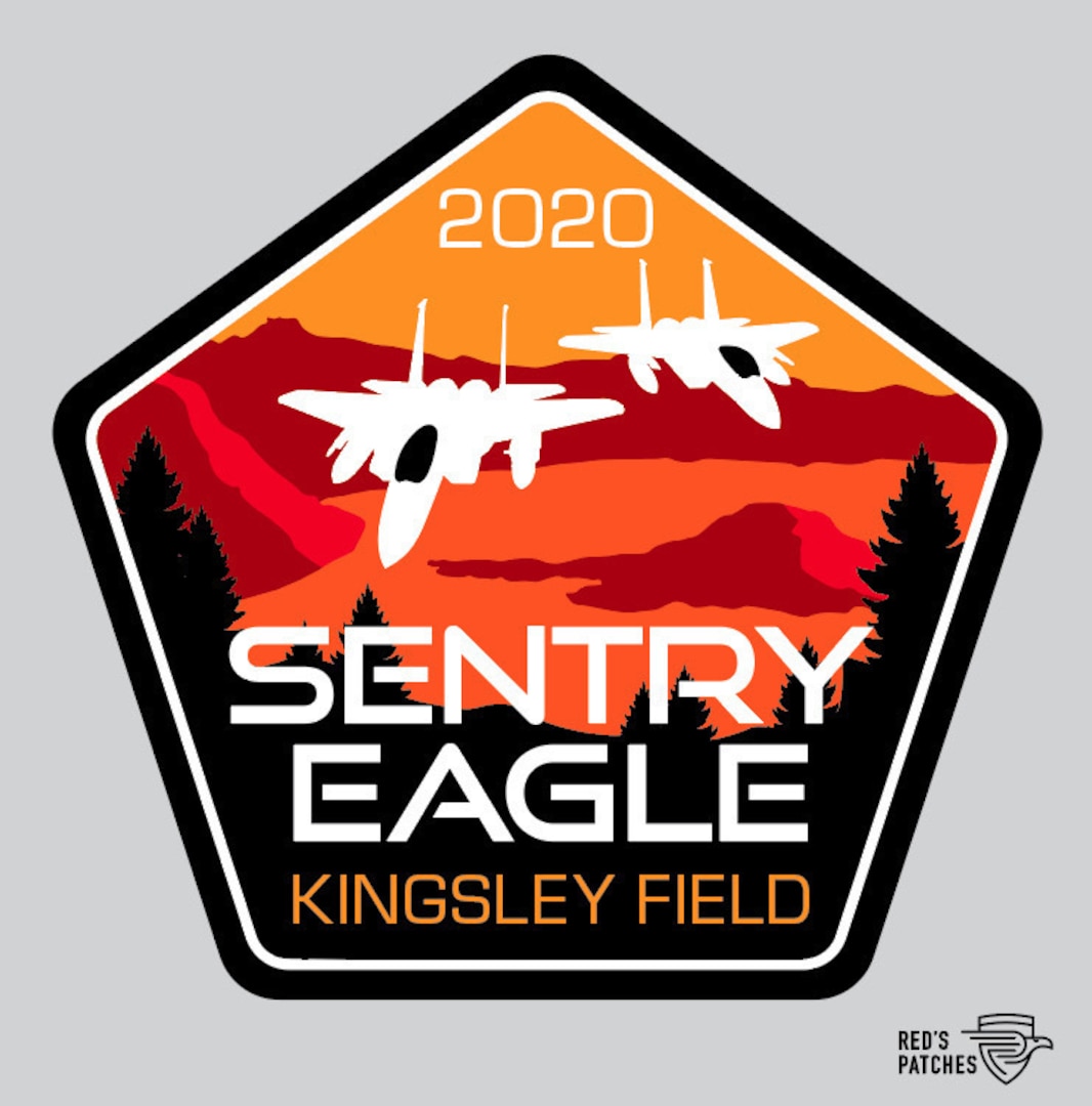 The overall Sentry Eagle 2020 patch shows two F-15 aircraft over Crater Lake, Ore., one of the most distinctive geographic features near the 173rd Fighter Wing in Klamath Falls, Ore. The exercise planned for the summer of 2020 will feature this and several other patches.