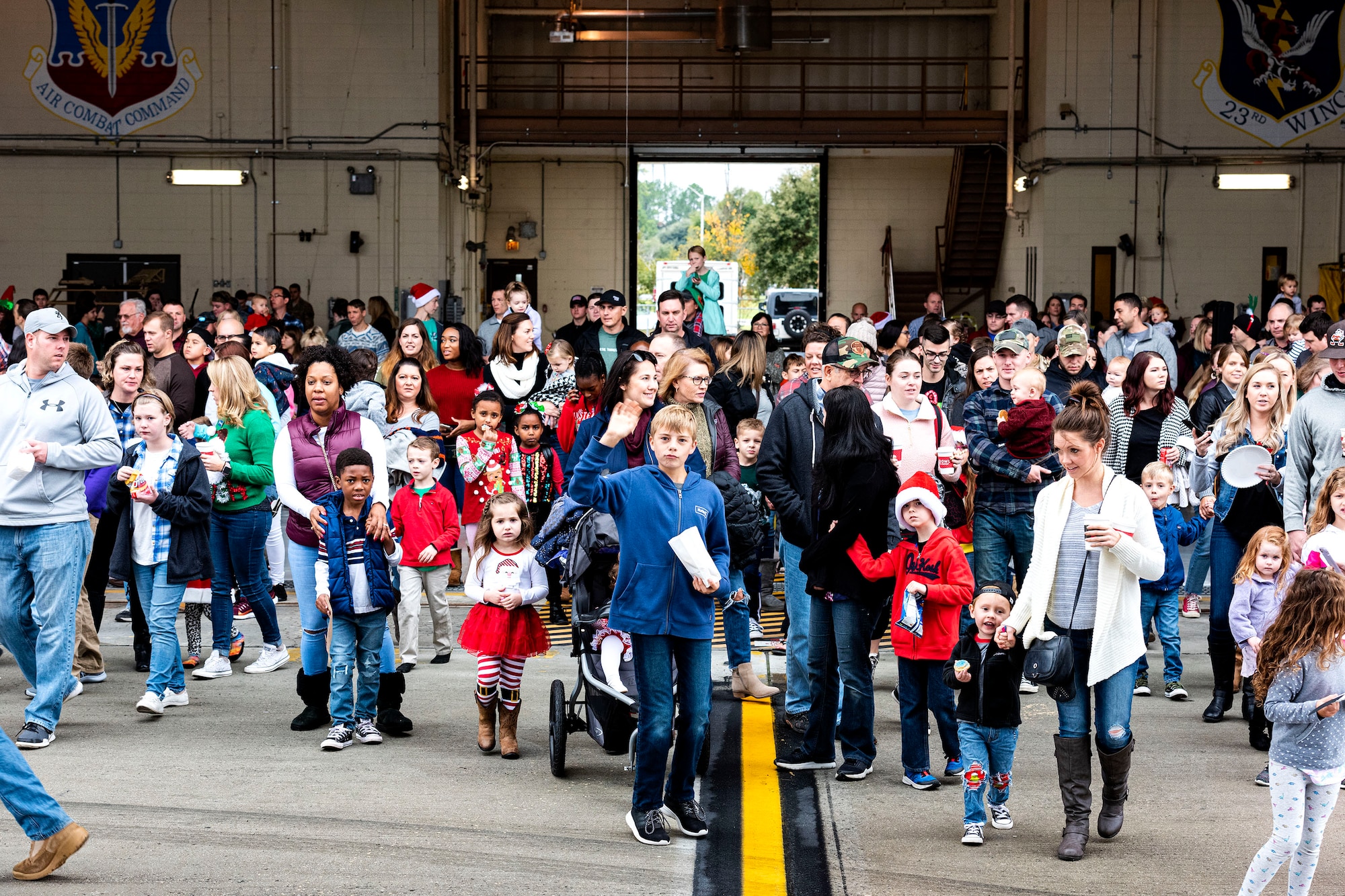 A photo of participants walking out to meet Santa.