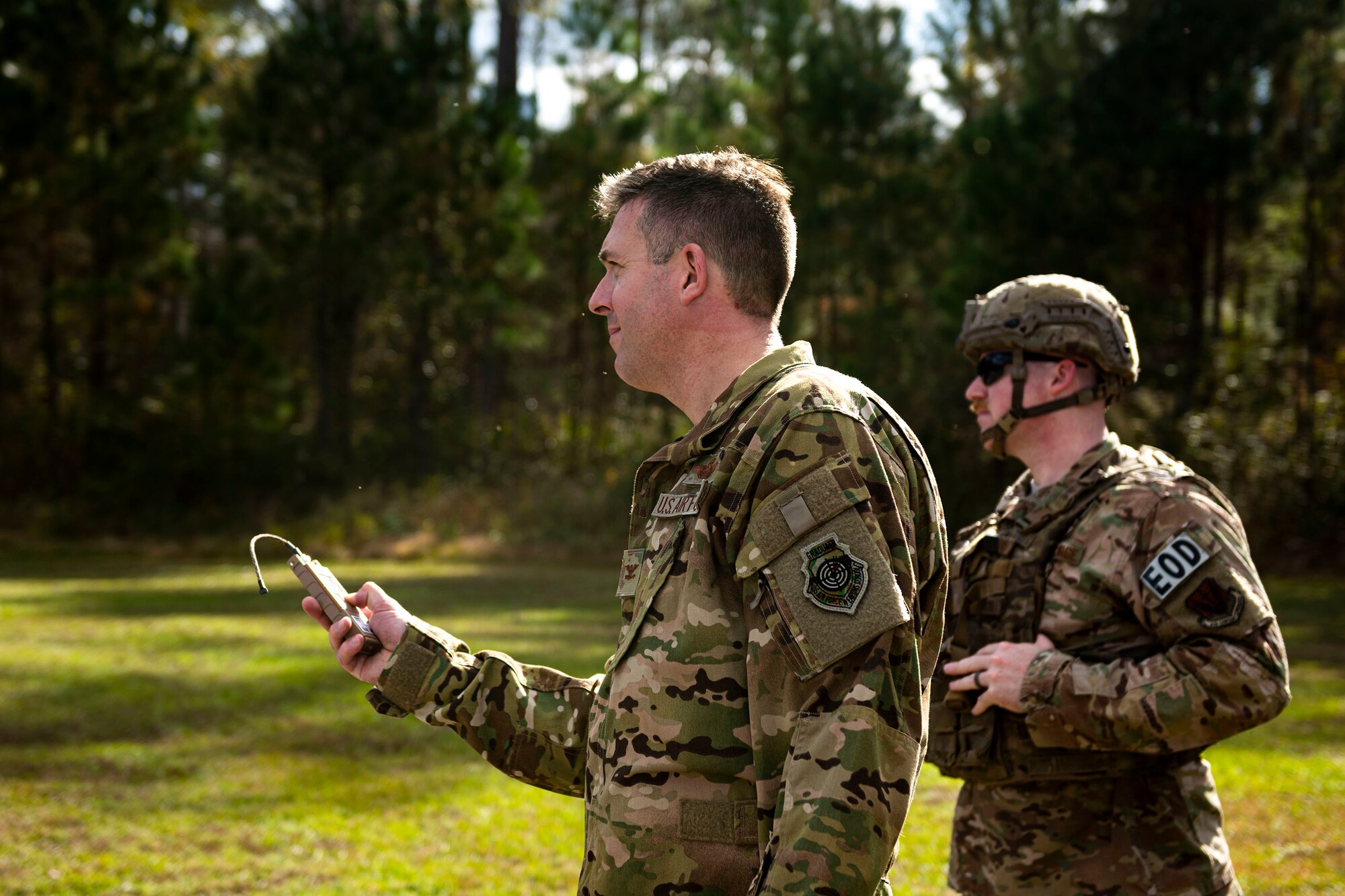 A photo of Col. Dan Walls remotely firing a percussion actuated neutralizer.