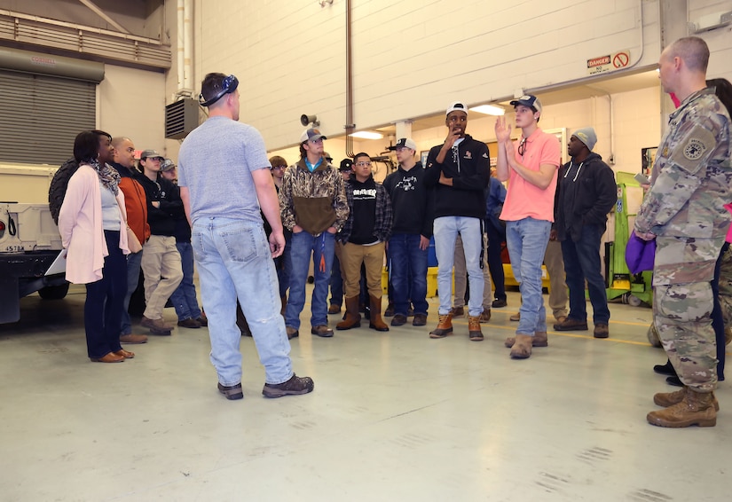 Dorchester students visit Army Reserve maintenance facility