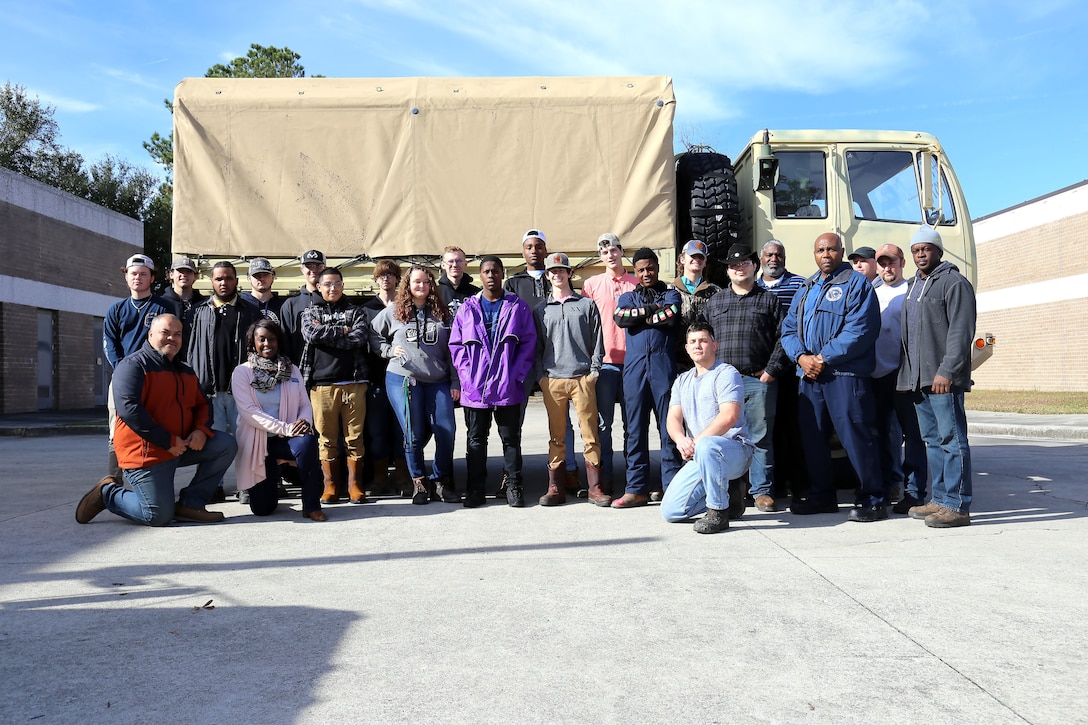 Dorchester students visit Army Reserve maintenance facility