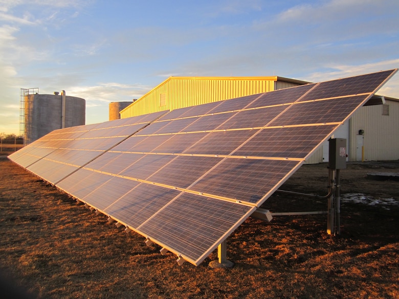 Three solar arrays, including this one at the Main Treatment Plant, help power groundwater treatment at Mead, resulting in a savings of over 500,000 kilowatt hours of energy to date.