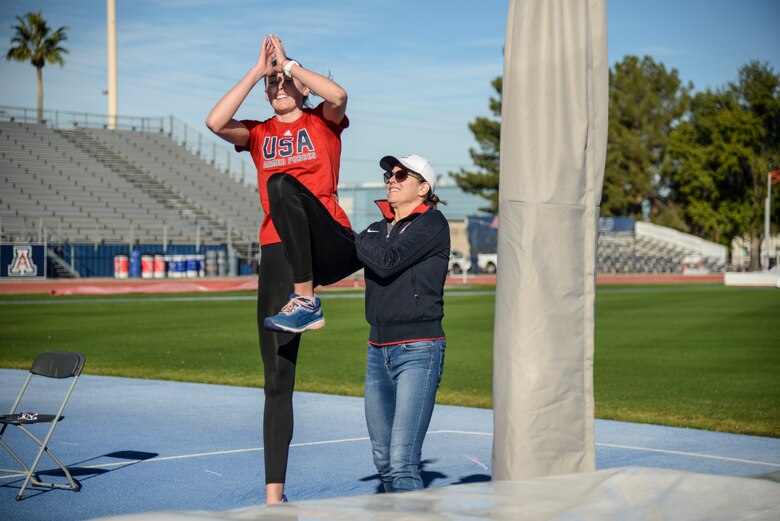 Athlete trains for high jump