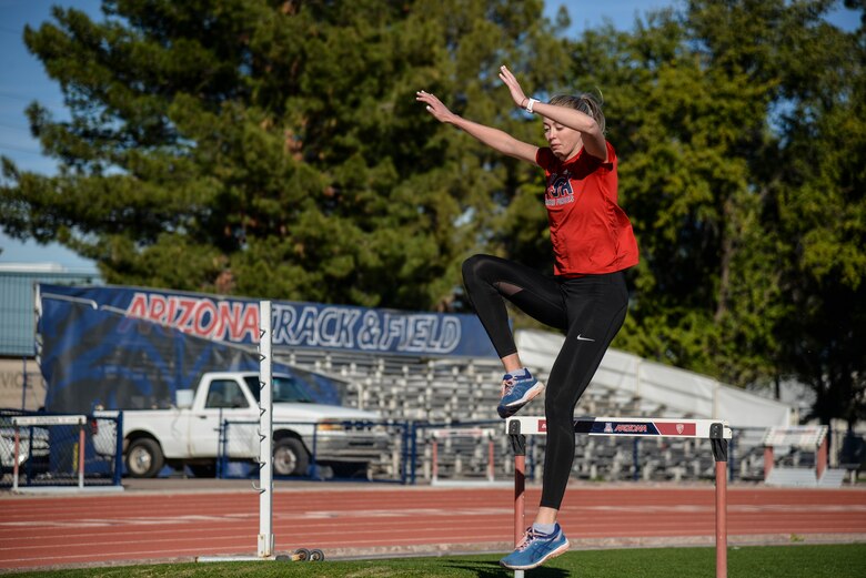 Athlete trains for high jump