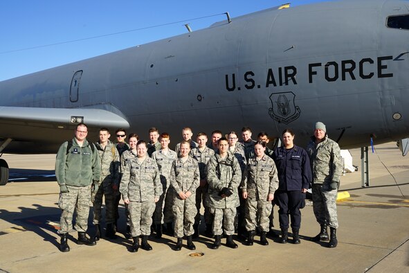 Cadets from the Civil Air Patrol Edmond Composite Squadron join the 507th Air Refueling Wing for a KC-135 orientation flight Dec. 17, 2019, at Tinker Air Force Base, Oklahoma. (U.S. Air Force photo by Senior Airman Mary Begy)