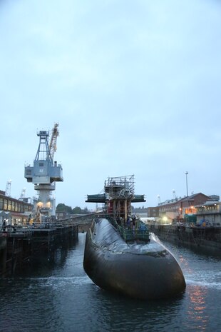 USS Michigan (SSGN 727) docked at Puget Sound Naval Shipyard & Intermediate Maintenance Facility July 10, 2019, to begin a 17-month Extended Refit Period.