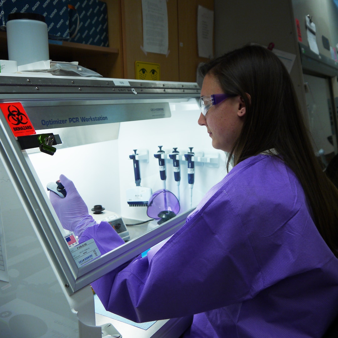 IMAGE: DAHLGREN, Va. – Melanie Keeven, Naval Surface Warfare Center Dahlgren Division (NSWCDD) biologist, prepares reagents for Sample Standard Lab operations. The impact of an ISO (International Organization for Standardization) audit reaccrediting the NSWCDD Sample Standards Laboratory is significant to national defense, command officials announced on Dec. 19, 2019. “The recertification of the NSWCDD Sample Standards Laboratory to ISO standards for testing and calibration laboratories serves to assure Dahlgren’s customers that our sample standards lab’s products and services meet the most rigorous standards for labs of its ilk,” said Ellen Pittenger, Sample Standards Laboratory program manager. (U.S. Navy photo /Released)