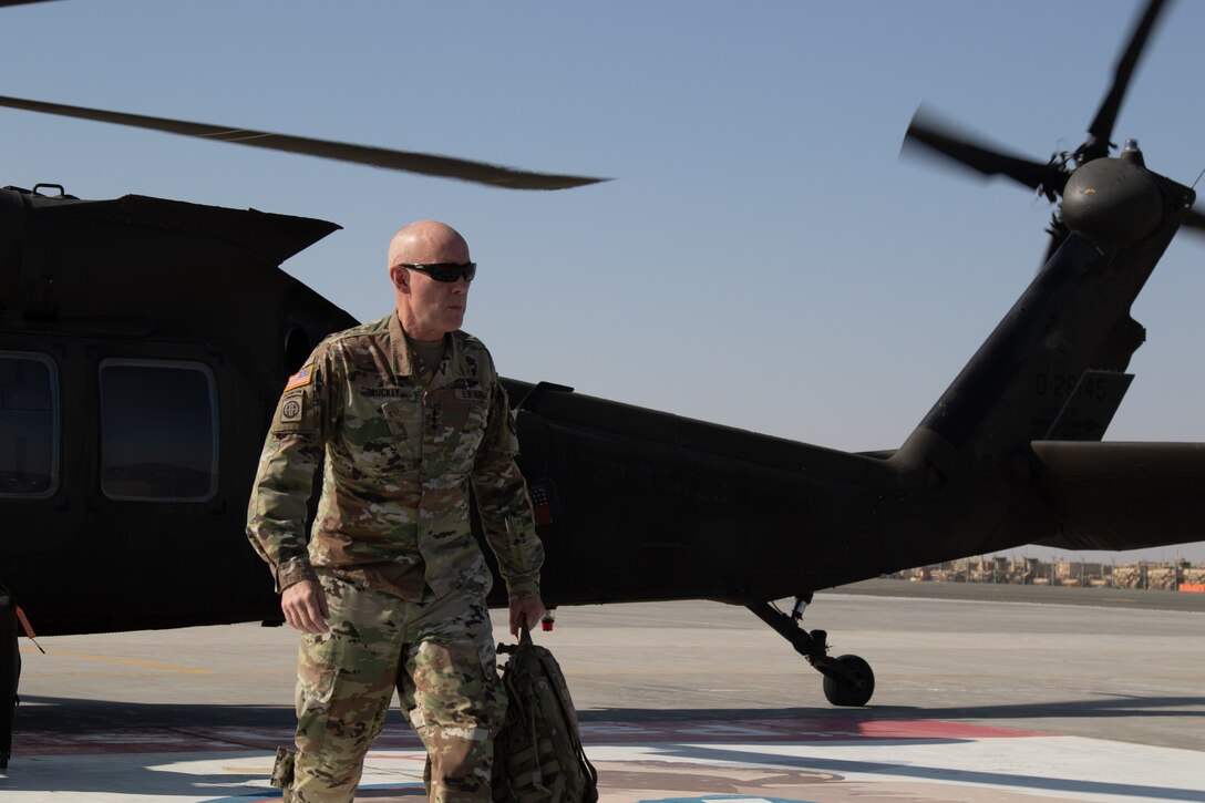 Lt. Gen. Charles D. Luckey tours the operating room of 349th Combat Support Hospital