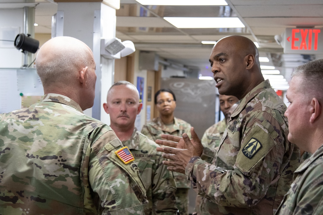 Lt. Gen. Charles D. Luckey tours the operating room of 349th Combat Support Hospital