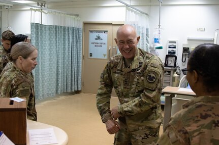 Lt. Gen. Charles D. Luckey tours the operating room of 349th Combat Support Hospital