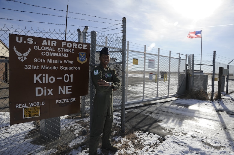 Capt. Javon Quarles, 321st Missile Squadron mission combat crew commander, stands outside a Missile Alert Facility, Dec. 18, 2019, near Dix, Neb.. Quarles served 4 years on active duty with the 321st MS and transitioned into the Air Force Reserve earlier this year. (U. S. Air Force photo by Glenn S. Robertson)