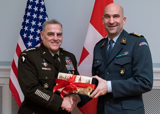 Chairman of the Joint Chiefs of Staff General Mark A. Milley meets with Switzerland Chief of the Armed Forces Lt. Gen. (select) Thomas Süssli in Bern, Switzerland, December 18, 2019. During the meeting, the two senior military leaders discussed mutual security interests between Switzerland and the United States.