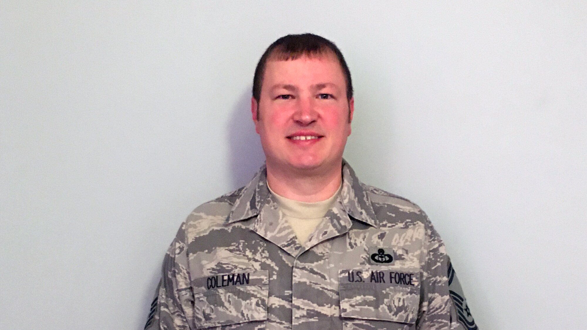 Senior Master Sgt. Jeremy Coleman, 5th Operational Weather Flight superintendent, poses for a photo Dec. 19, 2019. Coleman was selected as the 403rd Wing’s third quarter award winner in the senior NCO category. (Courtesy photo)