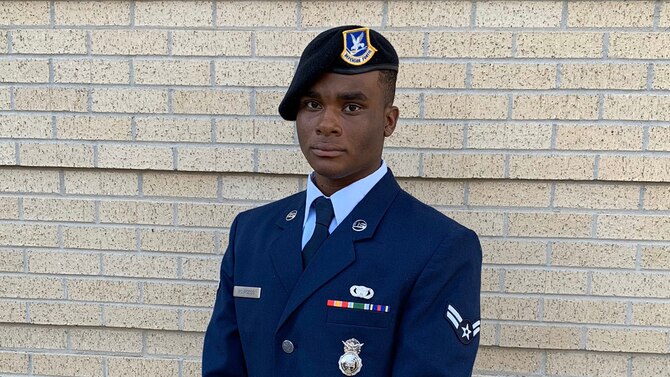 Airman 1st Class Derrick Bourgeois, 403rd Security Forces Squadron journeyman, poses for a photo Dec. 16, 2019 at Keesler Air Force Base, Miss. Bourgeois was selected as the 403rd Wing’s third quarter award winner in the Airman category. (Courtesy photo)