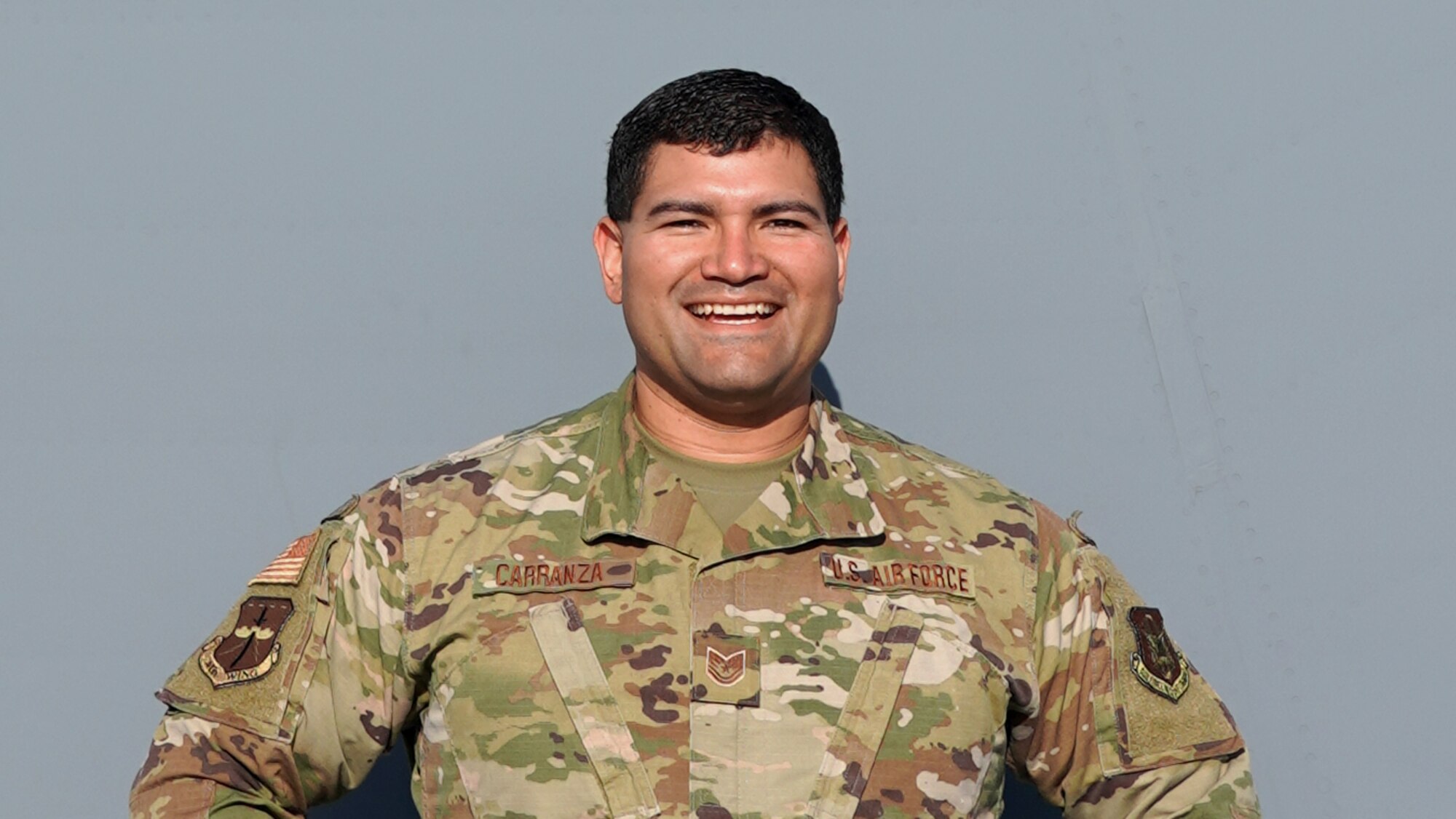 Tech. Sgt. Christopher Carranza, 403rd Wing Public Affairs officer trainee, poses for a photo, Dec. 5, 2019 at Keesler Air Force Base, Miss. Carranza was selected as the 403rd Wing’s third quarter award winner in the noncommissioned officer category. (Courtesy photo)