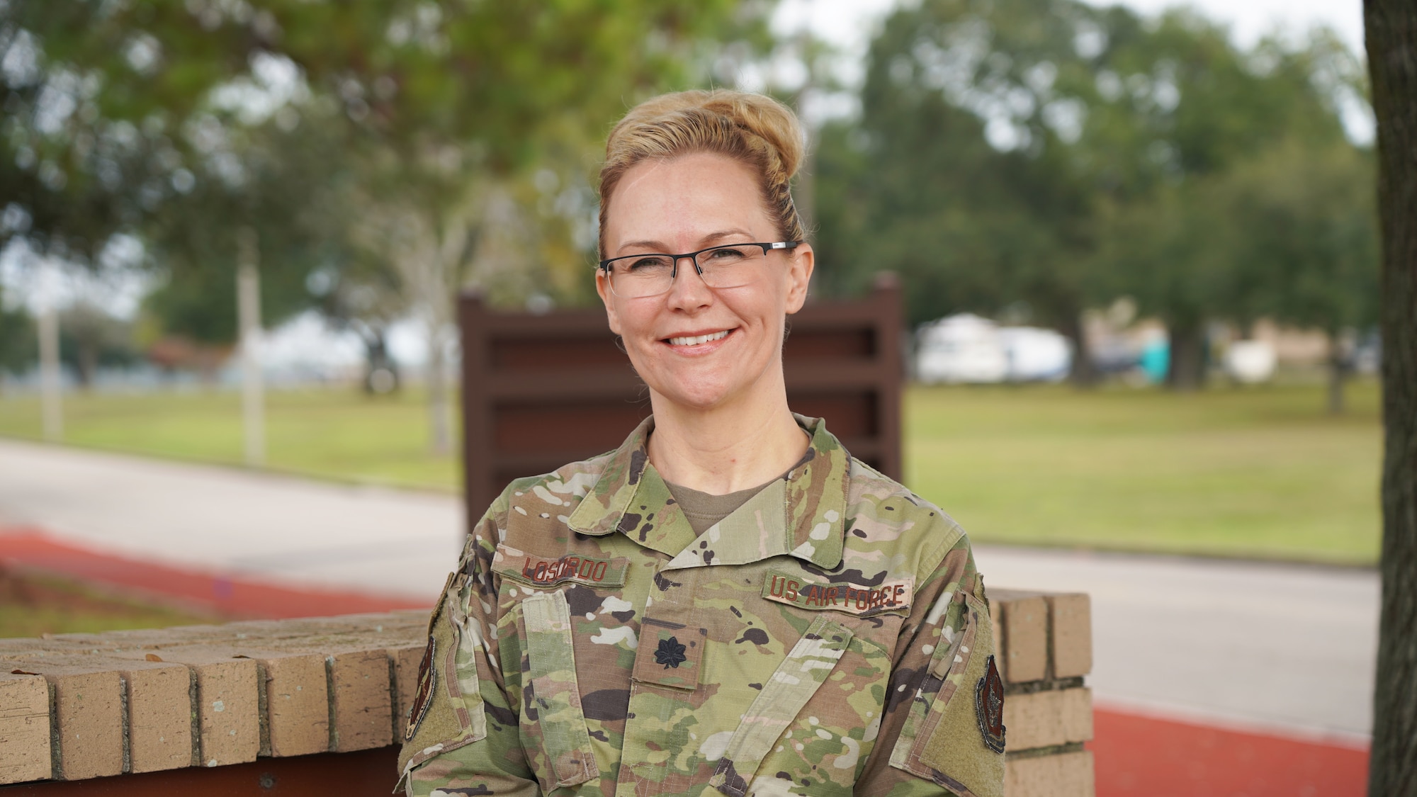 Lt. Col. Marnee Losurdo, 403rd Wing Public Affairs chief, poses for a photo Dec. 16, 2019 at Keesler Air Force Base, Miss. Losurdo was selected as the 403rd Wing’s third quarter award winner in the field grade officer category. (U.S. Air Force photo by Tech. Sgt. Christopher Carranza)