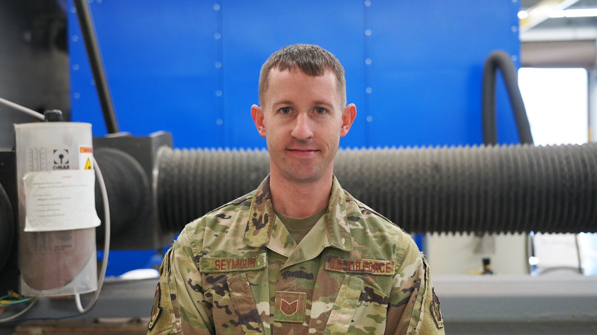 Tech. Sgt. Cody Seymour, 403rd Fabrication Flight aircraft structural technician, poses for a photo Dec. 12, 2019 at Keesler Air Force Base, Miss. Seymour was selected as the 403rd Wing’s third quarter award winner in the civilian category II. (U.S. Air Force photo by Tech. Sgt. Christopher Carranza)